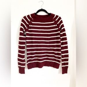 Maroon white striped sweater